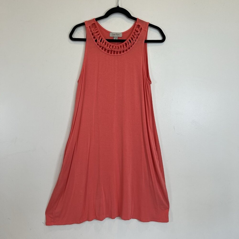 Charlie Paige A-Line Dress Knotted Neckline Sleeveless Orange S/M